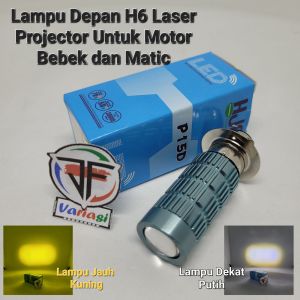 Lampu LED H6 Laser dan H4 Laser High Low Beam 2 Warna + Senja Biru AC DC Motor Bebek Matic Universal