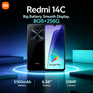 Redmi | Redmi 14C 6.88" HD Screen 4G Smartphone 8GB+256GB 50MP Dual Rear Camera 5160mAh Long Lasting Battery Type-C Android Mobile Phone