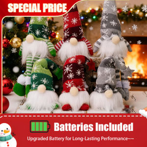 2025 New Christmas & New Year Glowing Snowflake Knitted Doll - Gnome Decoration Ambience Lamp Long-Lasting Battery Kids Holi