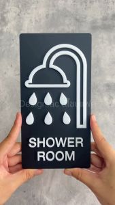 ป้ายห้องอาบน้ำ Shower Room สไตล์หรูหรา ป้ายสัญลักษณ์ห้องนำ้ สวยมีมิติ ป้ายโมเดิร์น มินิมอลDesignfac
