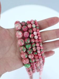 4 6 8 10 12mm Pink Green Colorful Rain Jaspers Round Beads Natural Loose Stone Beads For DIY Jewelry Making Bracelet Necklace