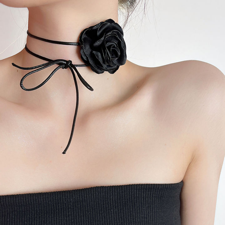 Love Never Dies Black Rose Necklace - Gothic Love Token
