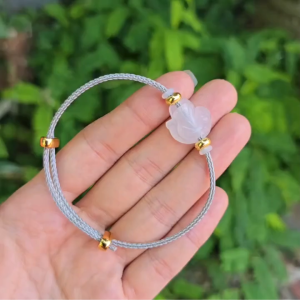 Q2090 Vòng hồ ly Cẩm Thạch Trắng dây cáp không kén mệnh - Phong Thuỷ TUDO
