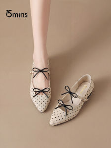 15MINS | Retro French Dot Bow Mary Jane Shoes