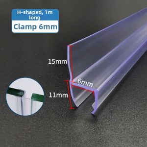 Black Transparent Bath Room Shower Room Sliding Door Glass Seal Strip Water Barrier Barrier Plastic Material Bathroom Accessories