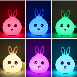 LED Night Light Cute Sheep Panda Rabbit Silicone Lamp Rechargeable Animal Shape Sleep Soft Nightlights For Kids Birthday Gift