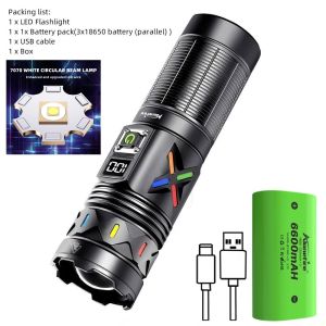 Alonefire | 5000Lumen Zoom Beam Light LED High Power Flashlight USB Rechargeable Outdoor Hunting Camping Fishing Powerful Lighting Torch
