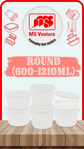 {MSV-WS} Round Microwavable Plastic Takeaway Containers (600ml-1210ml) Anti Leak MS 600 700 750B 850 1000B 1000ML 1210ML