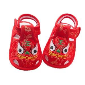 Baby Tiger Head Slip-On Shoes Soft Bottom Cloth Learning to Walk Shoes Boys Red 100 Days Baby Summer Cool Shoes Anti-Slip Rubber