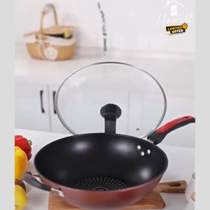 HOME1988🍳พร้อมส่ง💯 กระทะเคลือบ กระทะเคลือบแบบหนาใช้ได้กับเตาทุกประเภท กระทะเทฟล่อน กระทะก้นลึก ทอดไม่ติดกระทะ 32 CM