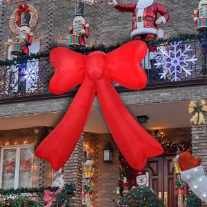 2.1m Christmas Cute Inflatable Bow LED Lighted Blow Up Outdoor Yard Lawn Decoration for Home Garden Winter Holiday Party Decor