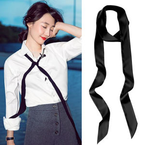 Pure Color Skinny Scarf Womens Small Necktie Long Rectangle Polyester Fiber Versatile Belt Hairband Bag Tying Ribbon