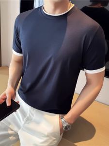 Modal round Neck Short Sleeve T-Shirt Mens Summer Thin Breathable Fitness Casual Inner Wear Top Fashion Urban Style Business Wind