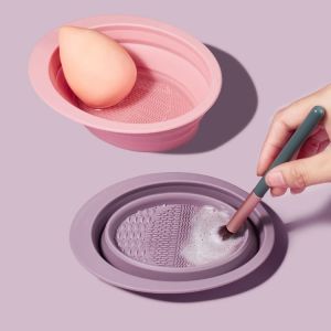 Silicone Foldable Washing Brush Beauty Egg Bowl Makeup Brushes Cleaning Pad Foundation Makeup Tools Scrubbe Board
