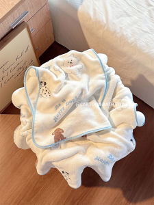 Cute Coral Fleece Bath Towel Set of Three Womens Quick Dry Absorbent Hair Drying Cap Student Dormitory Bathroom Accessories