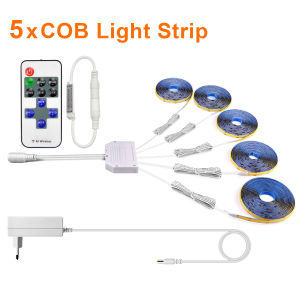 AC220V To DC 12V COB LED Strip Lights for Kitchen Home Decor Cabinet Lamp with Dimming Remote Controller led tiras de luces -EU