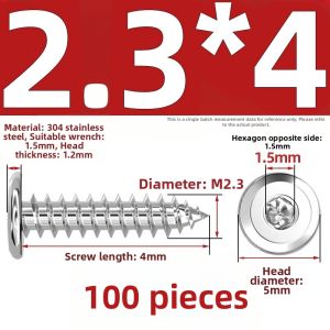 TIANZHUOJINSHU | Black 304 Stainless Steel Hex Socket Self-Tapping Screws