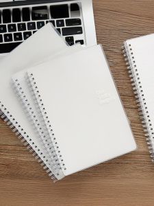 Basic Edition Flip Side up Wirebound Notebook Student Stationery Transparent Frosted English Grid Paper Blank Diary Notebook