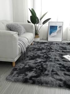 VIKAMA Tie-Dyed Fuzzy Shag Plush Soft Shaggy Bedside Rug Soft Area Rugs For Bedroom Fluffy Non-slip Living Room Carpet Home Deco