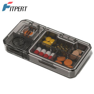 1 Pc Pill Organizer with Cutter Crusher Travel Medicine Pill Organizer for Pocket Purse To Hold Vitamins Medication Supplements