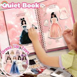 Magnetic Quiet Book Kids Paper Doll Dress Up Toys Princess Quiet Book Clothes Stickers Book