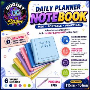 DAILY PLANNER NOTEBOOK MINI – POCKET SIZE PORTABLE JOURNAL | BUKU NOTA PERANCANG HARIAN UNTUK TIME MANAGEMENT SELF-DISCIPLINE & DAILY CHECK-IN
