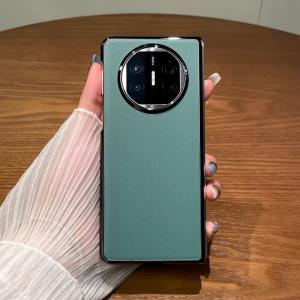 High-End Electroplated Dark Purple Leather Huawei Mate X3 Flip Cover Anti-Fall Protection Case for Men Business Style New Model Foldable Screen