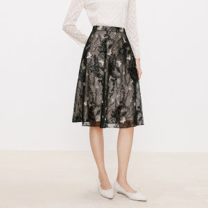 Koradior | Fashionable Butterfly Embroidery Mesh A-Line Skirt