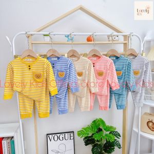 [Siêu Sale] Bộ Quần Áo Dài Tay Cho Bé Trai Bé Gái 8-18kg  Đồ Bộ Ngủ Thun Lạnh Tay Dài Cho Bé Trai Gái DÀI SỌC GẤU Lovely Kids Official Store