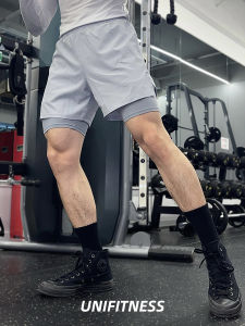 Mens Sporty Short Shorts Double Layer Basketball American Running Summer Training Breathable Competitive Elastic Fitness Clothes