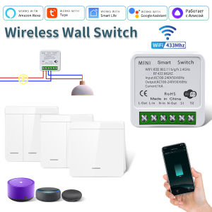 Tuya Smart WiFi Switch 16A Receiver Module Alexa Google Home Voice Control Smart Life APP Control RF433MHz 1/2/3Gang Wall Switch