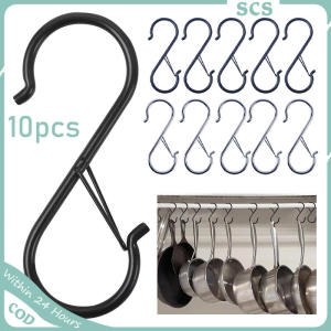 10Pcs/Pack S-shaped Hook Windproof Metal Hooks No Punching Wardrobe Bag Hat Anti Drop Portable Hook Windproof Storage