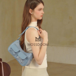 【Clearance】MOSSDOOM Womens Bag Liora Bag Imitation Denim Retro Motorcycle Style Stylish Casual Armpit Bag for Women