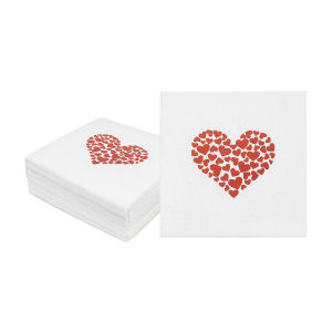 JINYUDOME Disposable Linen Feel Cocktail Napkins 7.87x7.87in Folded Square for Valentines Day Wedding Party Cafe Bar