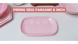 PRUMU Piring Saji Melamin 8 inch - Piring Persegi Panjang - Piring Panjang - Piring Dimsum - P3008