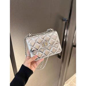 Túi Vuông Nhỏ Bằng Da PU Màu Bạc Túi Đeo Chéo Vai Đơn Cho Nữ Túi Đeo Chéo Vuông Nhỏ Thời Trang Có Khóa Kéo Mềm