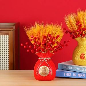 2001 BOX CNY Flower Hamper Red Bucket Box Florist Gift New Year Fruit Fortune Flannel DIY Bouquet Pot 花桶新年插花抱抱桶中国风福桶 礼篮