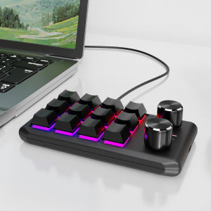 New 12 Key Mechanical Keyboard 2 Knob Gaming Keyboard Programmable Keypad Bluetooth Wireless Custom Macro Keypad