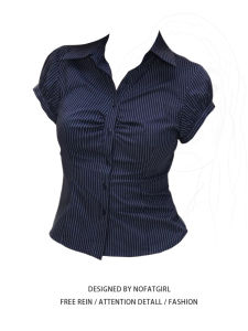 plus Size Womens Vintage Stripe Short Sleeve Shirt Slimming Waist Design Summer New Style Fashionable Versatile Lightweight Top