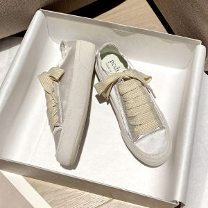 Hong Kong Exclusive Thin Silk Casual Shoes Womens 2025 New Versatile Spring Autumn Canvas Slip-On Loafers round Toe Flat Heel