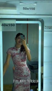 Full Body Mirror With Led Light Full Length Mirror Wall Decor Big Beauty Salon Mirror 50/40/30*120cm Wall-Mounted 3 Color Light Dimming Frameless Mirror