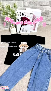 Setelan Jeans Inara Motif Lari dengan Kaos Karakter Rabbit - Jeans Hangat Nyaman untuk Anak Perempuan 1-7 Tahun
