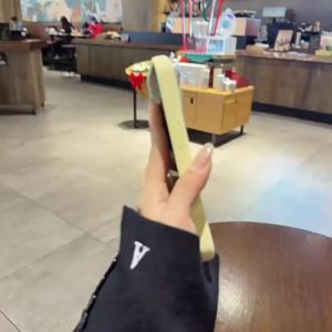 AO.HU | Milk Yellow Liquid Silicone Large Window Design Phone Case with Lens Film