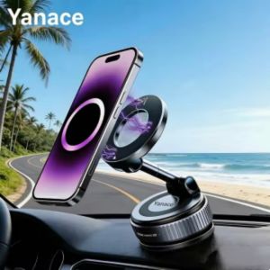 Yanace 15W MagSafe Car Charger Fast Wireless Charging 360° Rotation & Strong Suction Mount  iPhone Sleek Safe Driving Essential