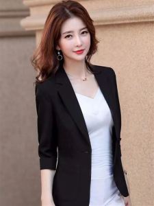 Lieoyuarn | Lightweight Flax Short Jacket 7/8 Sleeves Black