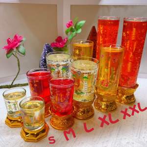 High quality wind proof red yellow white candle gel glass for Buddha smokeless environmental protect
