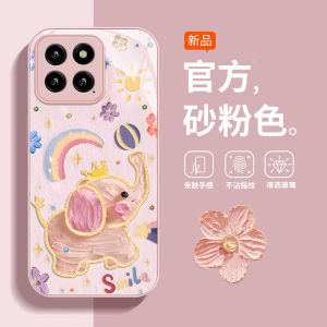 Cute Rainbow Elephant Glass Metal Painted Shell for Xiaomi 14 Youth Edition Phone Case Protective Cover Anti-fall Cartoon Style