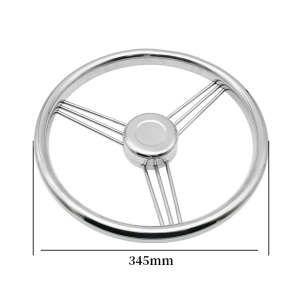 ANDYMARINE 13.5 Inch Stainless Steel 3 Spoke Mirror Polished Steering Wheel Boat Yacht Steering Wheel Boat Accessories