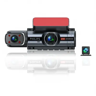 Philips | 4K HD 360-Degree Dual Recording Car Dashcam Easy Installation