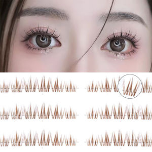 Brown 10Rows 120 Clusters Segmented Fishtail False Eyelashes Individual Cluster Lashes Invisible Thin Band Soft Natural Eyelash